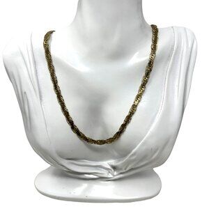 Gold Tone Chain Flat‎ Braided Woven Necklace